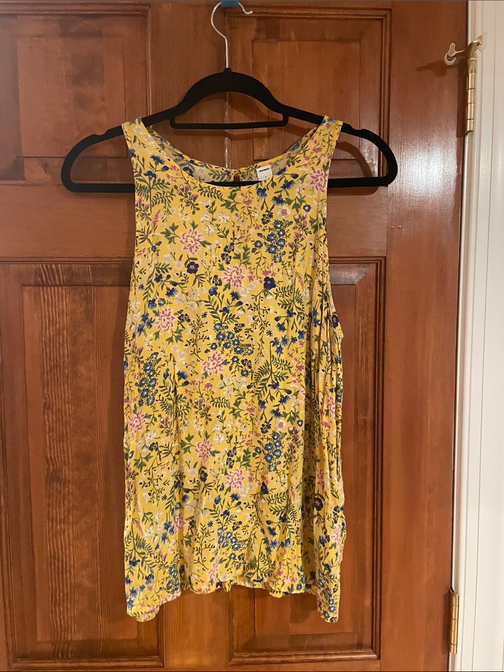 Old Navy Yellow Floral Tank Top with Pink & Blue Accents